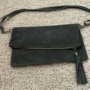 Olive green suede purse